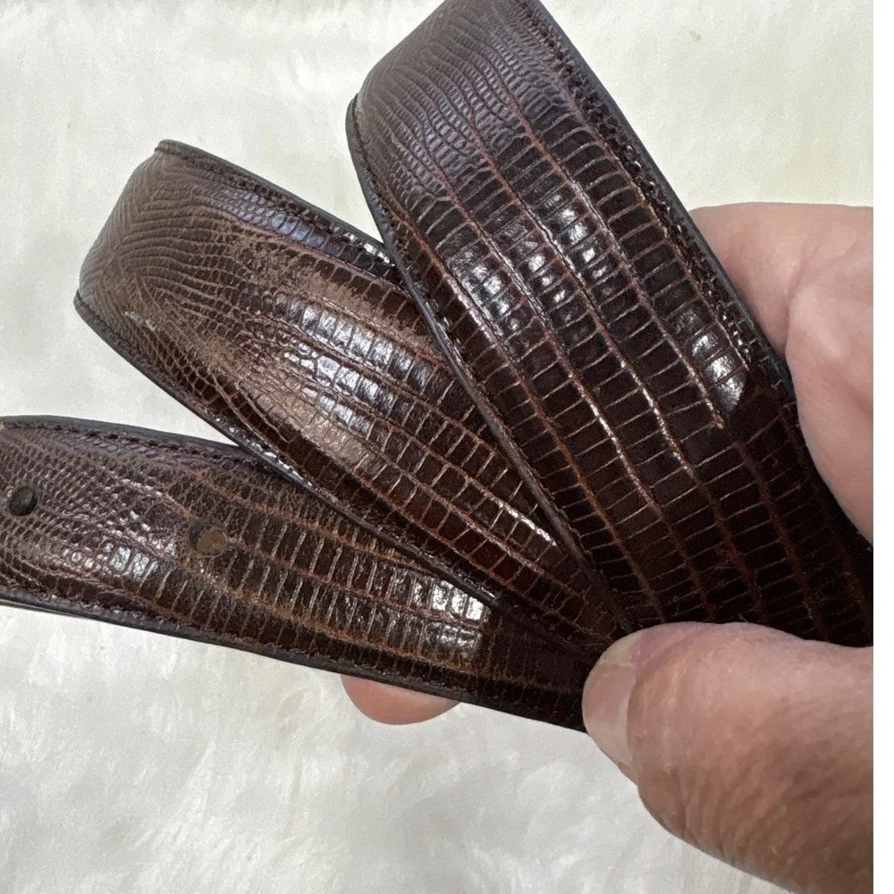 Belts by Sherman Brown Italian Leather Texas Star Buckle Belt Size 42